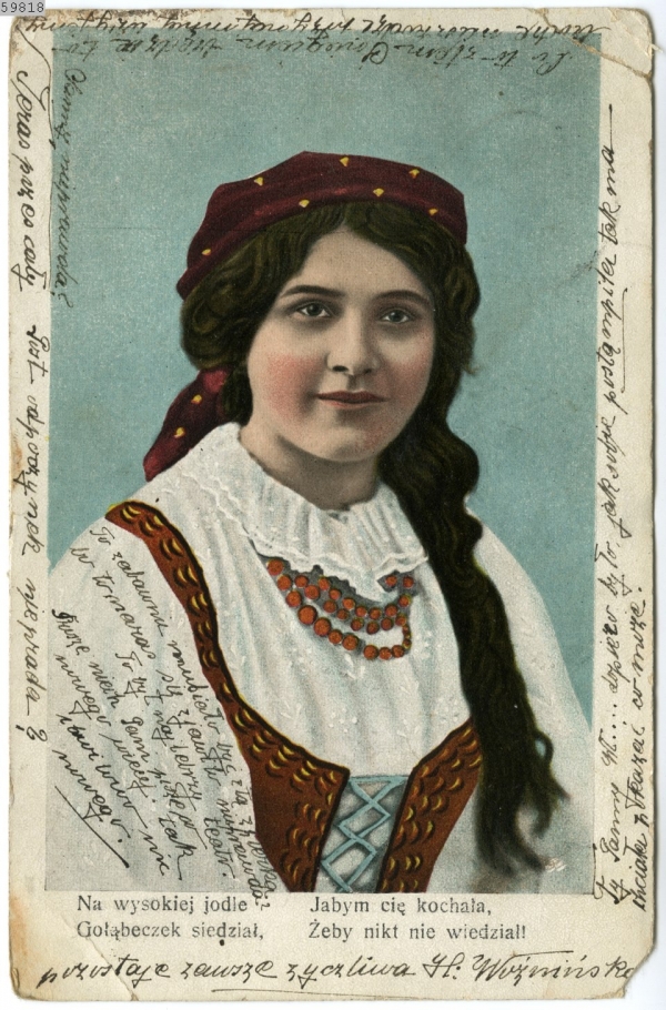 Pocztówka okolicznościowa -portret kobiety
