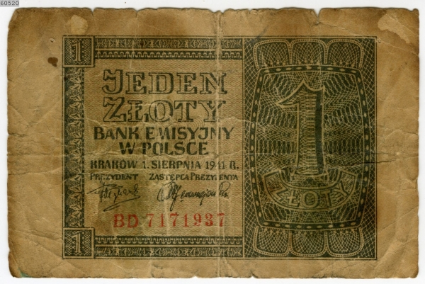 Banknot 1 zł z 1941 roku