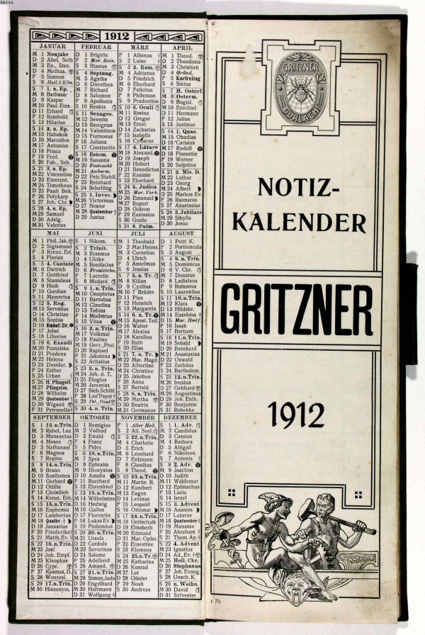 Kalendarz - notatnik Firmy Gritzner na 1912 rok