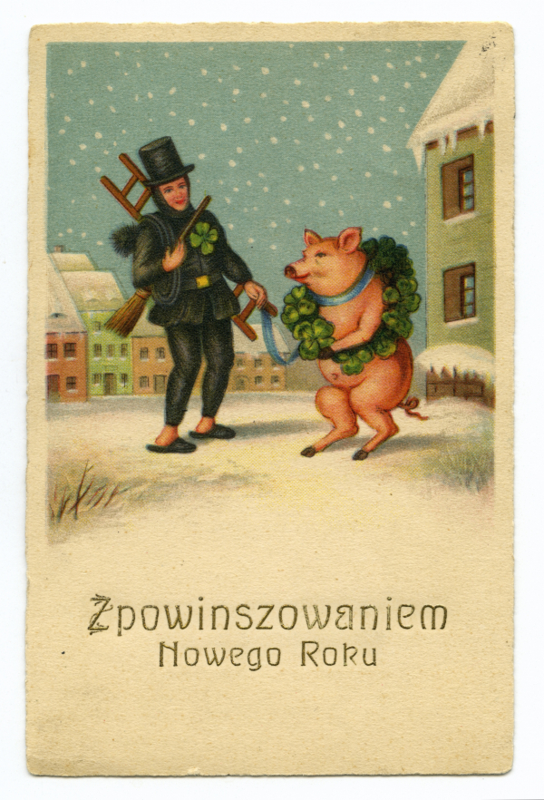 Pocztówka okolicznościowa - Z powinszowaniem Nowego Roku